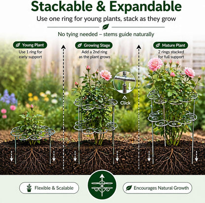 2026 Metal Plant Support Ring for Garden,Decorative Peony Support,Grow Through Rings, Heavy-Duty Flower Support Frame for Upright Growth Lawn Patio Garden (S)