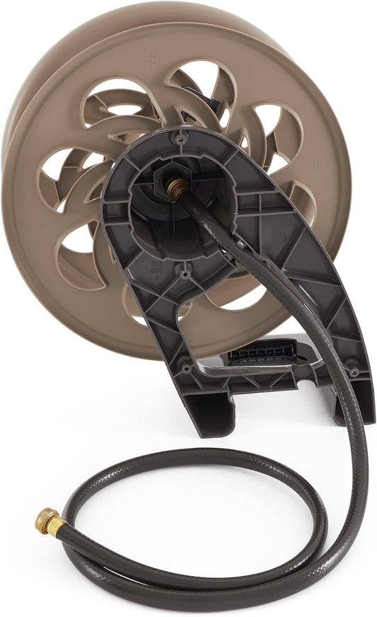 2 Pack CPLSTA125B 125' Wall-Mounted Side Tracker Garden Hose Reel for 5/8" Hose with Guide for Patio or Garden, Dark Taupe