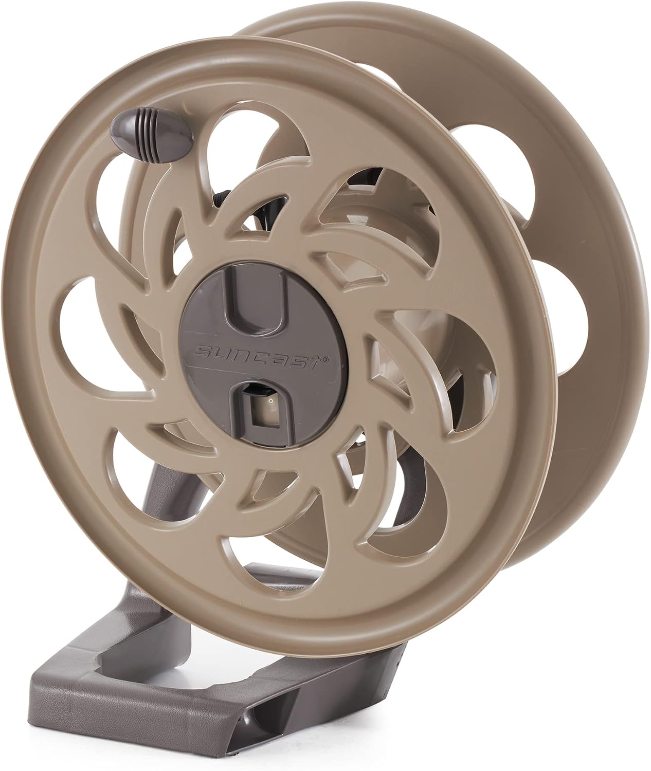 2 Pack CPLSTA125B 125' Wall-Mounted Side Tracker Garden Hose Reel for 5/8" Hose with Guide for Patio or Garden, Dark Taupe