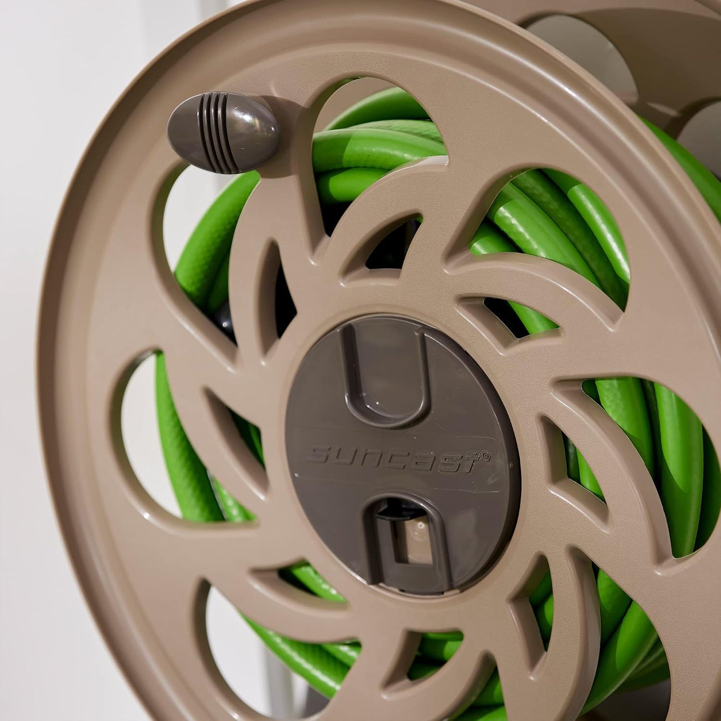 2 Pack CPLSTA125B 125' Wall-Mounted Side Tracker Garden Hose Reel for 5/8" Hose with Guide for Patio or Garden, Dark Taupe