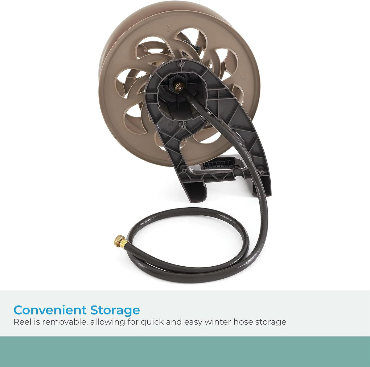 2 Pack CPLSTA125B 125' Wall-Mounted Side Tracker Garden Hose Reel for 5/8" Hose with Guide for Patio or Garden, Dark Taupe