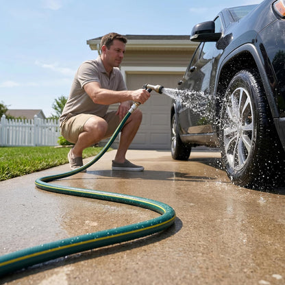 Solution4Patio Short Leader Green Garden Hose 3/4 in. x 12 ft. -Kink Free, Leakproof, Brass Aluminum Male/Female Fittings -Heavy Duty Durable Flexible Lightweight Water Pipe for Household & Commercial