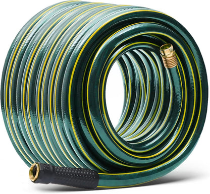 Solution4Patio Short Leader Green Garden Hose 3/4 in. x 12 ft. -Kink Free, Leakproof, Brass Aluminum Male/Female Fittings -Heavy Duty Durable Flexible Lightweight Water Pipe for Household & Commercial