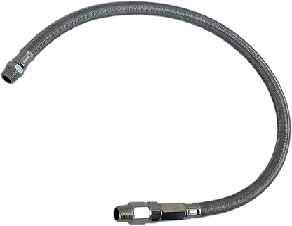 22" Stainless Steel Leader Hose w/Check Valve – 3/8"NPT Male Ends For Air Compressor
