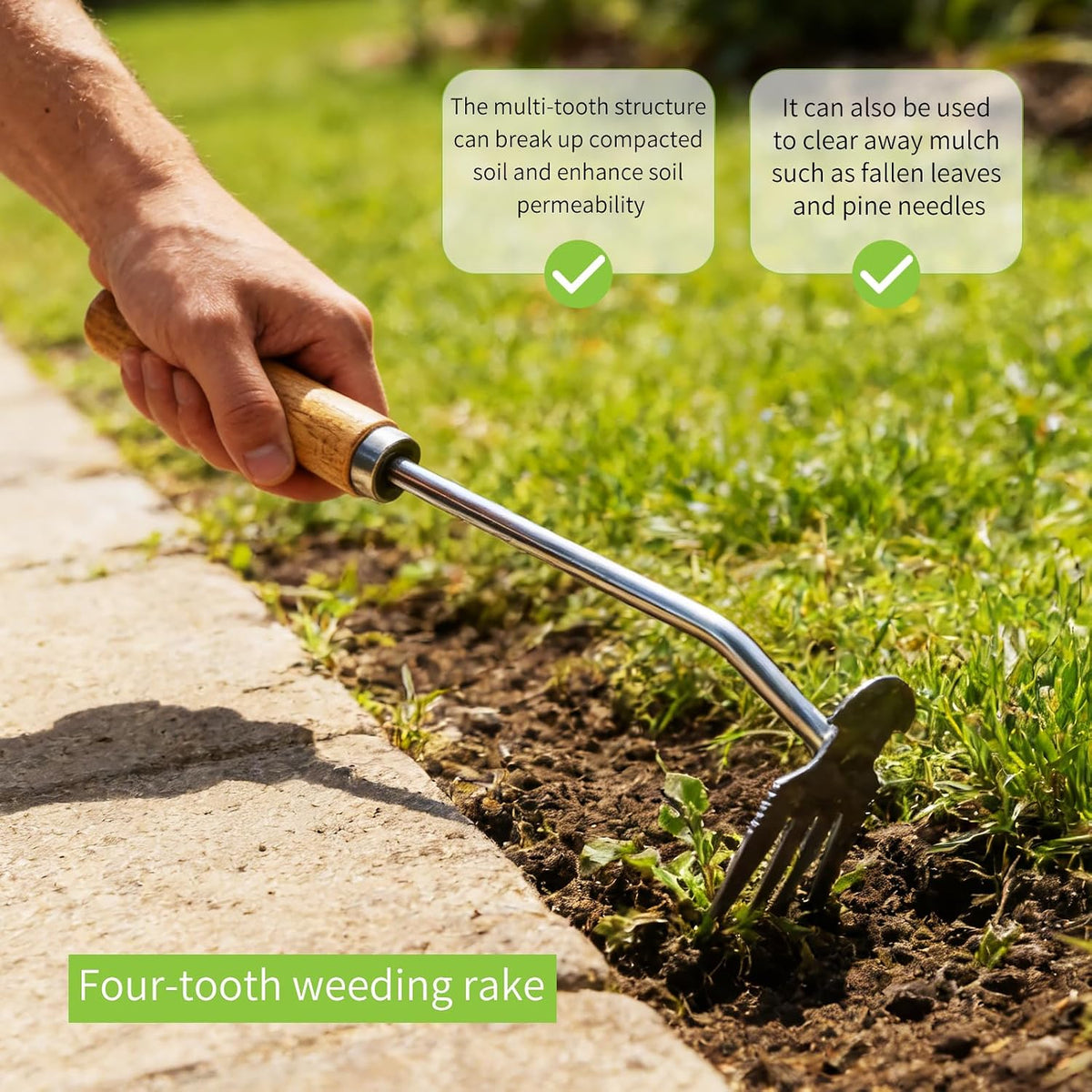 Hand Hoe, Mini Weeder Hoes for Gardening Digging Tool Two Head Hoe Manual Weeders Digging Tools Double Hoe Cultivator for Yard and Garden
