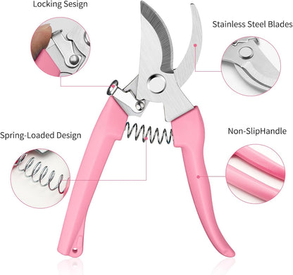 Flower Scissors, Premium Flower Cutter, Pruning Shears for Gardening-Pink