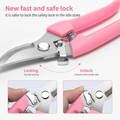 Flower Scissors, Premium Flower Cutter, Pruning Shears for Gardening-Pink