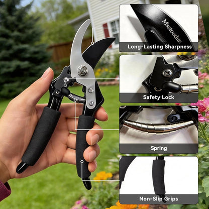 Garden Pruning Shears with Sharp SK5 Blade, Bypass Pruner with 5/8-Inch Cut Capacity, Plant Clippers for Roses, Shrubs & Small Branches