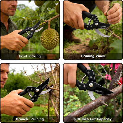 Garden Pruning Shears with Sharp SK5 Blade, Bypass Pruner with 5/8-Inch Cut Capacity, Plant Clippers for Roses, Shrubs & Small Branches