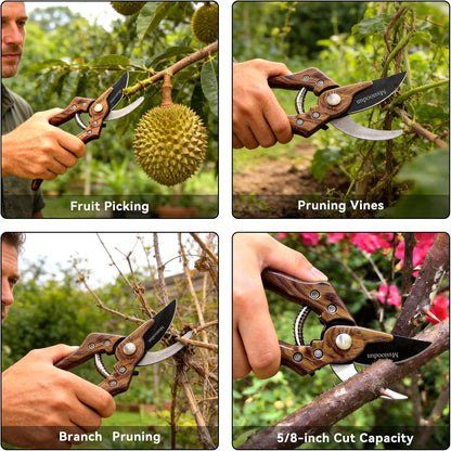 Garden Pruning Shears with Sharp SK5 Blade, Bypass Pruner with 5/8-Inch Cut Capacity, Plant Clippers for Roses, Shrubs & Small Branches