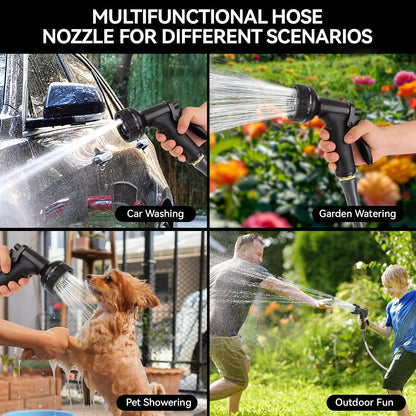 Garden Water Hose Nozzle ABS Water Spray Nozzle with 10 Spray Modes Suitable for Watering Plants, Iawns and Gardens, Car Washing, Cleaning, Showering Pets and Outdoor Fun, Black
