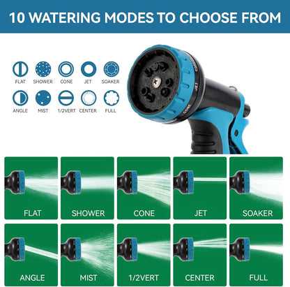 Garden Water Hose Nozzle ABS Water Spray Nozzle with 10 Spray Modes Suitable for Watering Plants, Iawns and Gardens, Car Washing, Cleaning, Showering Pets and Outdoor Fun, Black