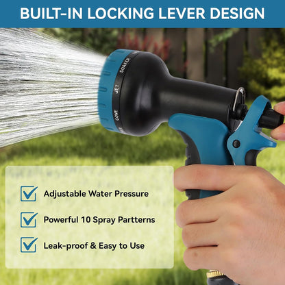 Garden Water Hose Nozzle ABS Water Spray Nozzle with 10 Spray Modes Suitable for Watering Plants, Iawns and Gardens, Car Washing, Cleaning, Showering Pets and Outdoor Fun, Black