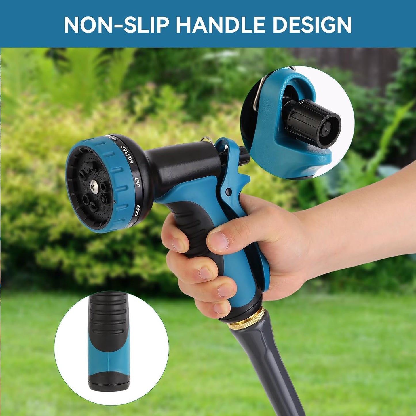 Garden Water Hose Nozzle ABS Water Spray Nozzle with 10 Spray Modes Suitable for Watering Plants, Iawns and Gardens, Car Washing, Cleaning, Showering Pets and Outdoor Fun, Black