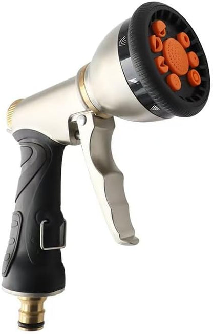 Graden Hose Nozzle,Heavy Duty Metal Garden Hose Spray Nozzle,100% Full Brass Nozzle High Pressure Water Hose Nozzles with Adjustable Spray Patterns for Watering Plants, Car Washing, and Pet Showering