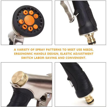 Graden Hose Nozzle,Heavy Duty Metal Garden Hose Spray Nozzle,100% Full Brass Nozzle High Pressure Water Hose Nozzles with Adjustable Spray Patterns for Watering Plants, Car Washing, and Pet Showering