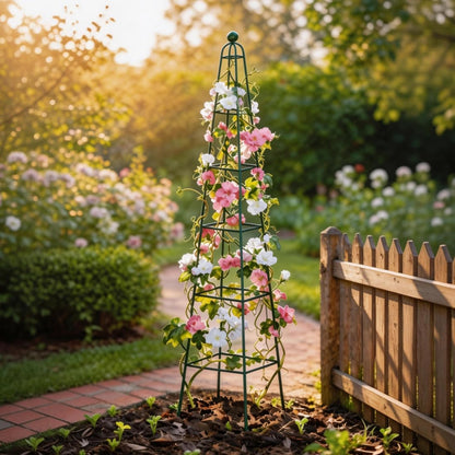 7.8 ft Pyramid Obelisk Garden Trellis, Metal Rustproof Plant Support Rose Trellis, Tower Potted Cages for Flowers Fruits Vegetable Vines Indoor & Outdoor