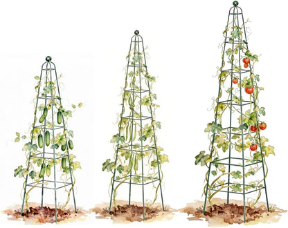 7.8 ft Pyramid Obelisk Garden Trellis, Metal Rustproof Plant Support Rose Trellis, Tower Potted Cages for Flowers Fruits Vegetable Vines Indoor & Outdoor