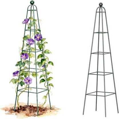 7.8 ft Pyramid Obelisk Garden Trellis, Metal Rustproof Plant Support Rose Trellis, Tower Potted Cages for Flowers Fruits Vegetable Vines Indoor & Outdoor