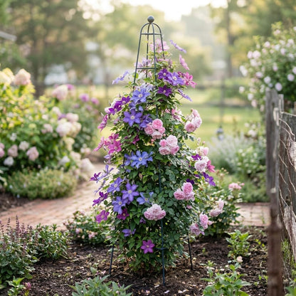 7.8 ft Pyramid Obelisk Garden Trellis, Metal Rustproof Plant Support Rose Trellis, Tower Potted Cages for Flowers Fruits Vegetable Vines Indoor & Outdoor