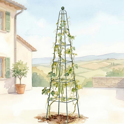 7.8 ft Pyramid Obelisk Garden Trellis, Metal Rustproof Plant Support Rose Trellis, Tower Potted Cages for Flowers Fruits Vegetable Vines Indoor & Outdoor