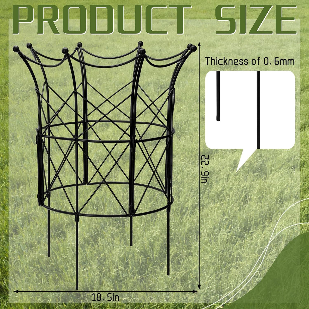 2 Set Metal Garden Obelisk Trellis for Climbing Plants, Crown