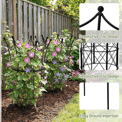 2 Set Metal Garden Obelisk Trellis for Climbing Plants, Crown