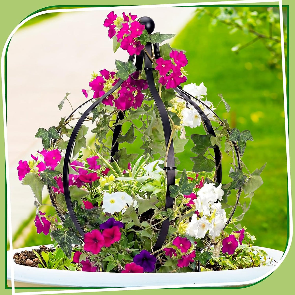 2 Set Metal Garden Obelisk Trellis for Climbing Plants, Crown