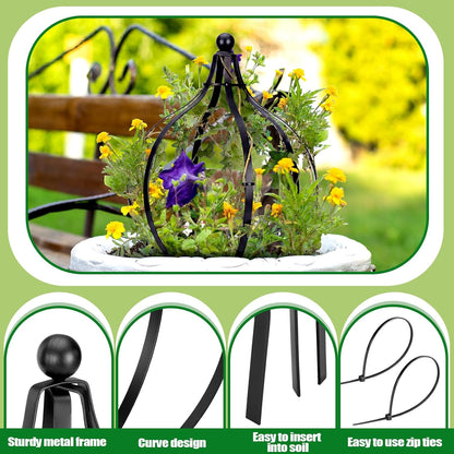 2 Set Metal Garden Obelisk Trellis for Climbing Plants, Crown