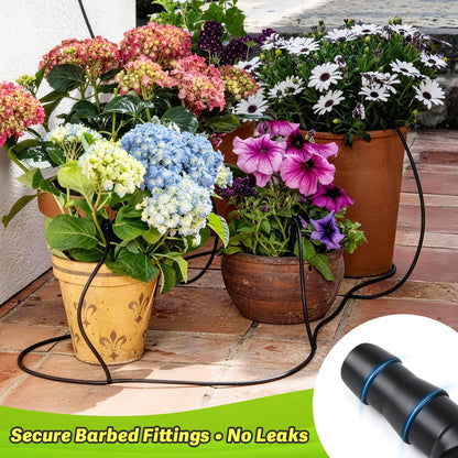230 Pcs 1/4 Inch Drip Irrigation Fittings Kit, 1/4" Dripline Complete Barbed Connectors- Nozzles, Micro Drips, Nozzle Tees, Single Barbs, Couplers, Tees, Valves, Elbows, Plugs, Crosses, Stakes
