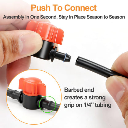 230 Pcs 1/4 Inch Drip Irrigation Fittings Kit, 1/4" Dripline Complete Barbed Connectors- Nozzles, Micro Drips, Nozzle Tees, Single Barbs, Couplers, Tees, Valves, Elbows, Plugs, Crosses, Stakes