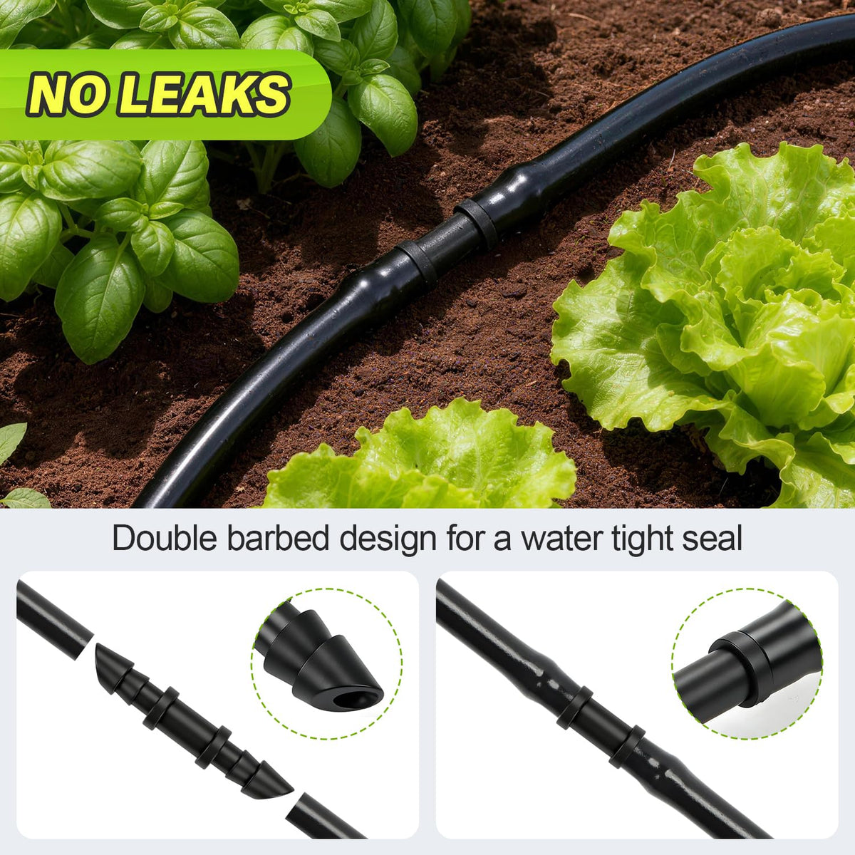 230 Pcs 1/4 Inch Drip Irrigation Fittings Kit, 1/4" Dripline Complete Barbed Connectors- Nozzles, Micro Drips, Nozzle Tees, Single Barbs, Couplers, Tees, Valves, Elbows, Plugs, Crosses, Stakes