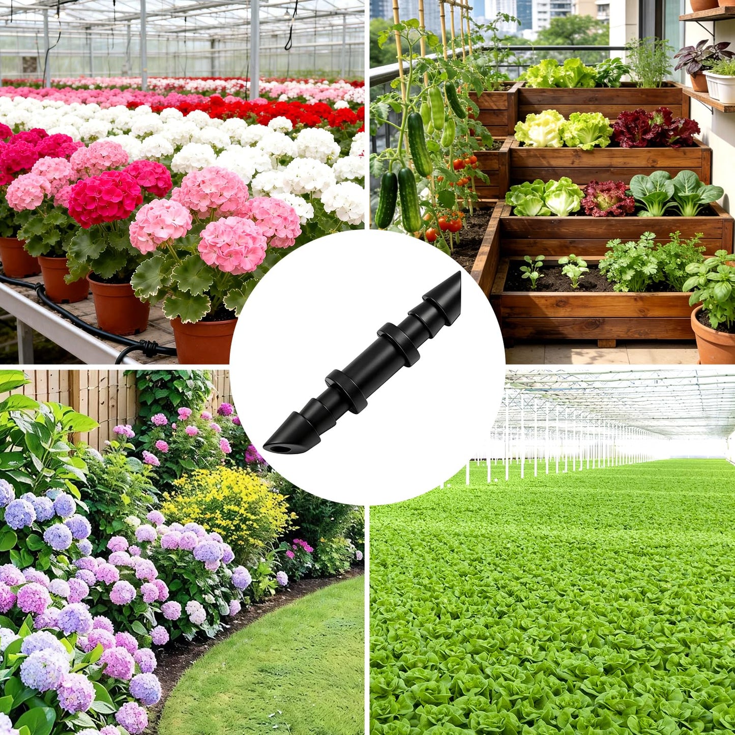230 Pcs 1/4 Inch Drip Irrigation Fittings Kit, 1/4" Dripline Complete Barbed Connectors- Nozzles, Micro Drips, Nozzle Tees, Single Barbs, Couplers, Tees, Valves, Elbows, Plugs, Crosses, Stakes