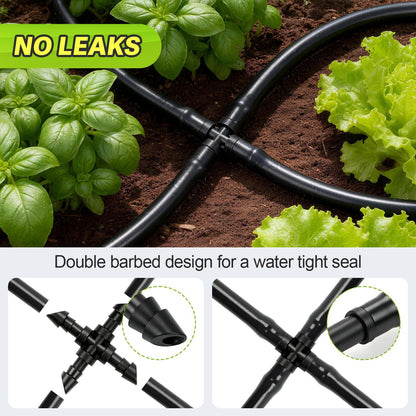 230 Pcs 1/4 Inch Drip Irrigation Fittings Kit, 1/4" Dripline Complete Barbed Connectors- Nozzles, Micro Drips, Nozzle Tees, Single Barbs, Couplers, Tees, Valves, Elbows, Plugs, Crosses, Stakes