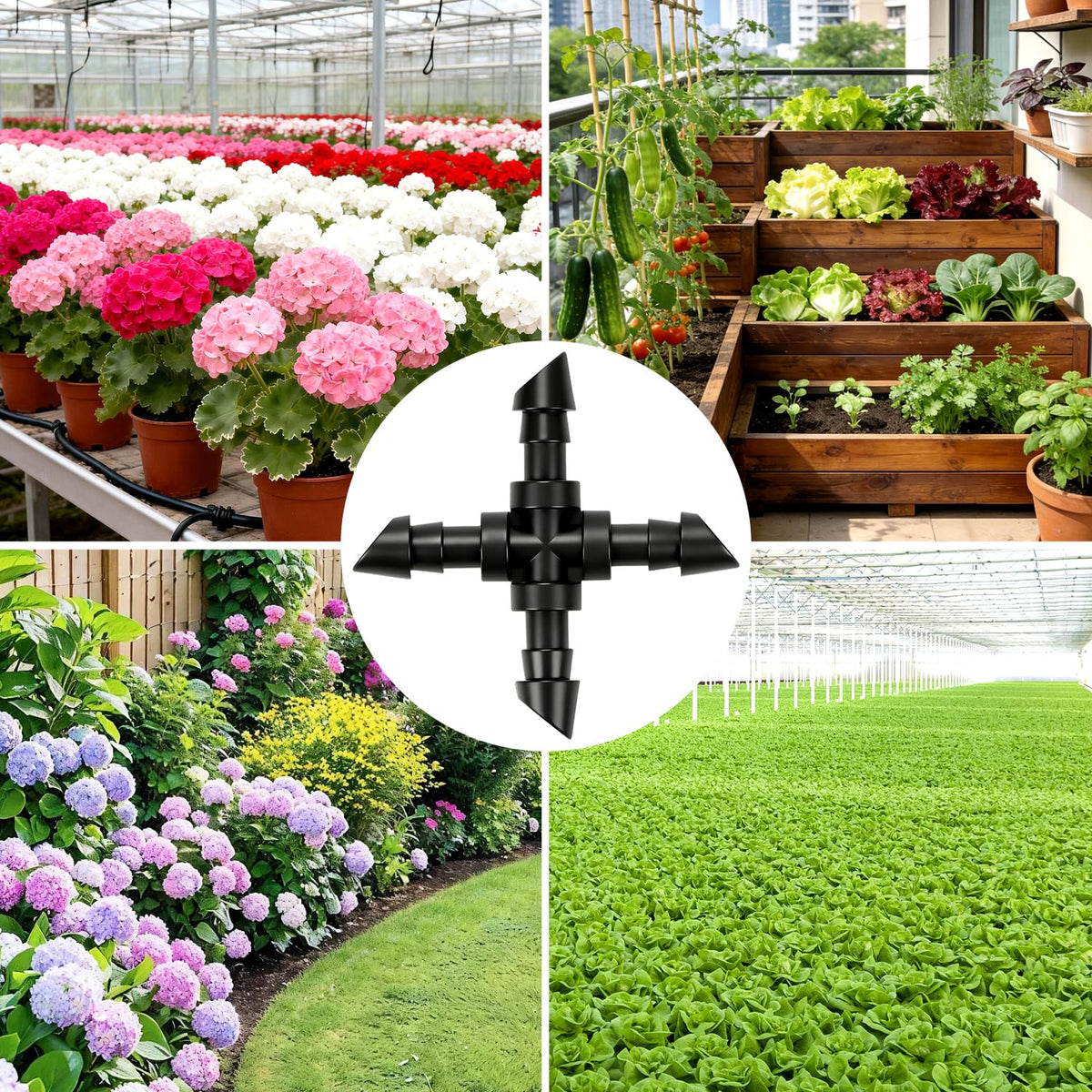 230 Pcs 1/4 Inch Drip Irrigation Fittings Kit, 1/4" Dripline Complete Barbed Connectors- Nozzles, Micro Drips, Nozzle Tees, Single Barbs, Couplers, Tees, Valves, Elbows, Plugs, Crosses, Stakes