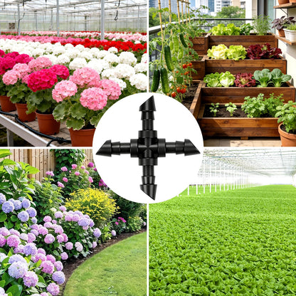 230 Pcs 1/4 Inch Drip Irrigation Fittings Kit, 1/4" Dripline Complete Barbed Connectors- Nozzles, Micro Drips, Nozzle Tees, Single Barbs, Couplers, Tees, Valves, Elbows, Plugs, Crosses, Stakes