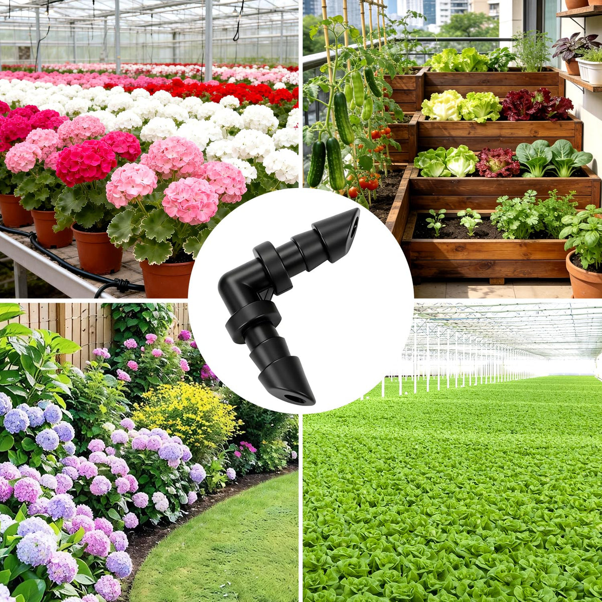 230 Pcs 1/4 Inch Drip Irrigation Fittings Kit, 1/4" Dripline Complete Barbed Connectors- Nozzles, Micro Drips, Nozzle Tees, Single Barbs, Couplers, Tees, Valves, Elbows, Plugs, Crosses, Stakes