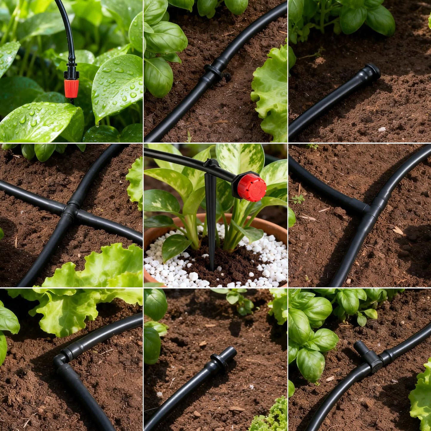 230 Pcs 1/4 Inch Drip Irrigation Fittings Kit, 1/4" Dripline Complete Barbed Connectors- Nozzles, Micro Drips, Nozzle Tees, Single Barbs, Couplers, Tees, Valves, Elbows, Plugs, Crosses, Stakes
