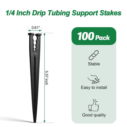 230 Pcs 1/4 Inch Drip Irrigation Fittings Kit, 1/4" Dripline Complete Barbed Connectors- Nozzles, Micro Drips, Nozzle Tees, Single Barbs, Couplers, Tees, Valves, Elbows, Plugs, Crosses, Stakes