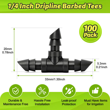 230 Pcs 1/4 Inch Drip Irrigation Fittings Kit, 1/4" Dripline Complete Barbed Connectors- Nozzles, Micro Drips, Nozzle Tees, Single Barbs, Couplers, Tees, Valves, Elbows, Plugs, Crosses, Stakes