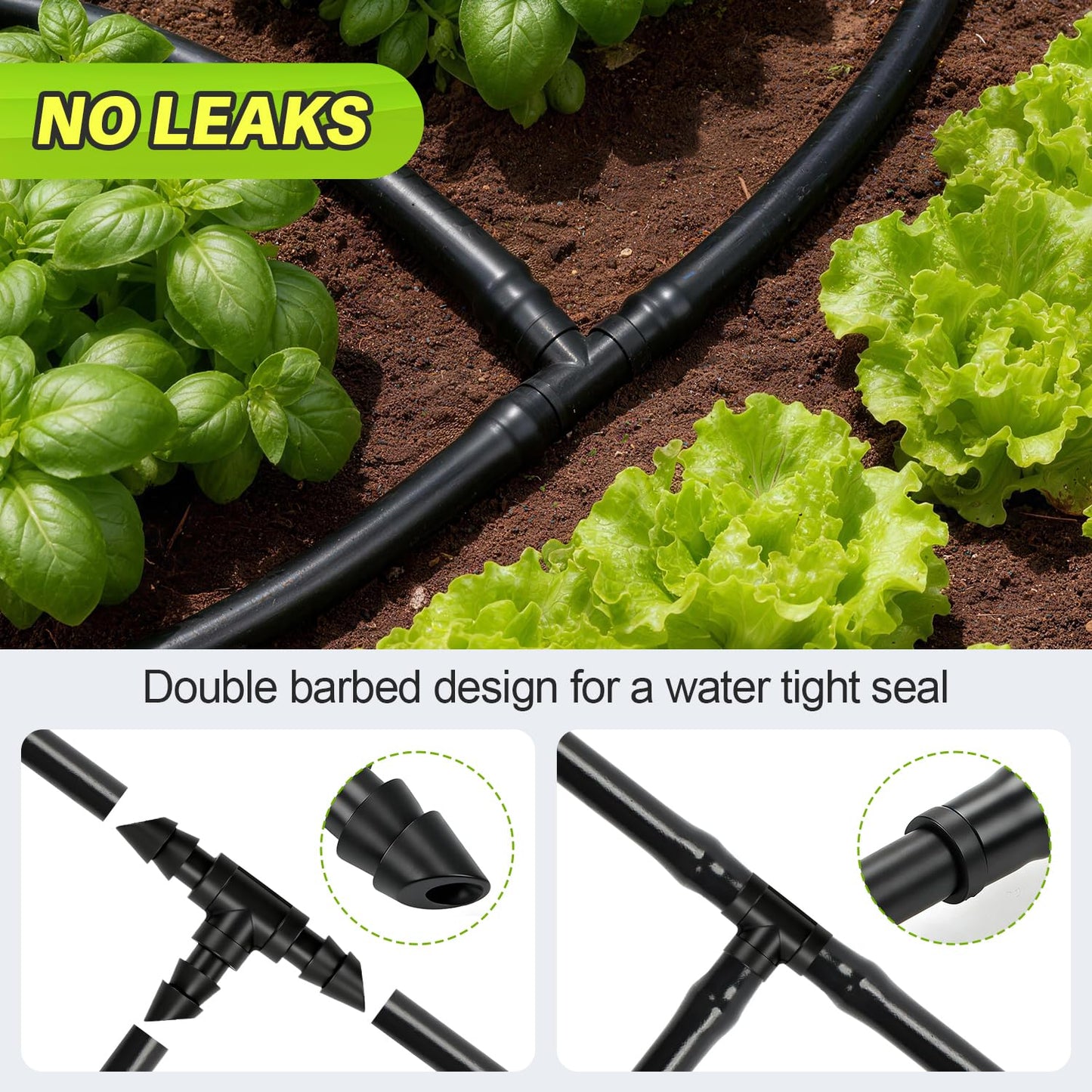 230 Pcs 1/4 Inch Drip Irrigation Fittings Kit, 1/4" Dripline Complete Barbed Connectors- Nozzles, Micro Drips, Nozzle Tees, Single Barbs, Couplers, Tees, Valves, Elbows, Plugs, Crosses, Stakes