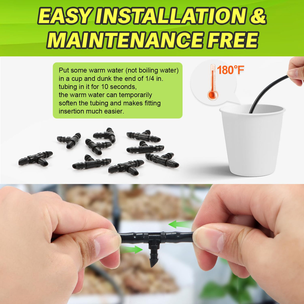 230 Pcs 1/4 Inch Drip Irrigation Fittings Kit, 1/4" Dripline Complete Barbed Connectors- Nozzles, Micro Drips, Nozzle Tees, Single Barbs, Couplers, Tees, Valves, Elbows, Plugs, Crosses, Stakes