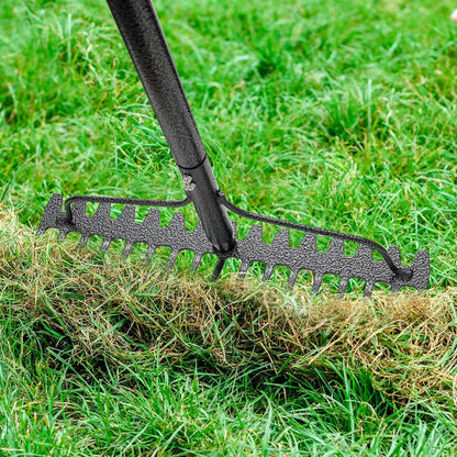 Garden Rake, 17" Extra Wide Double-Sided Head, 63" Heavy Duty Lightweight Stainless Steel Leaf Rake for Leveling Lawn, Loosening Soil, Leaf Cleanup, Soil Prep, Landscaping, Spread Mulch Fast