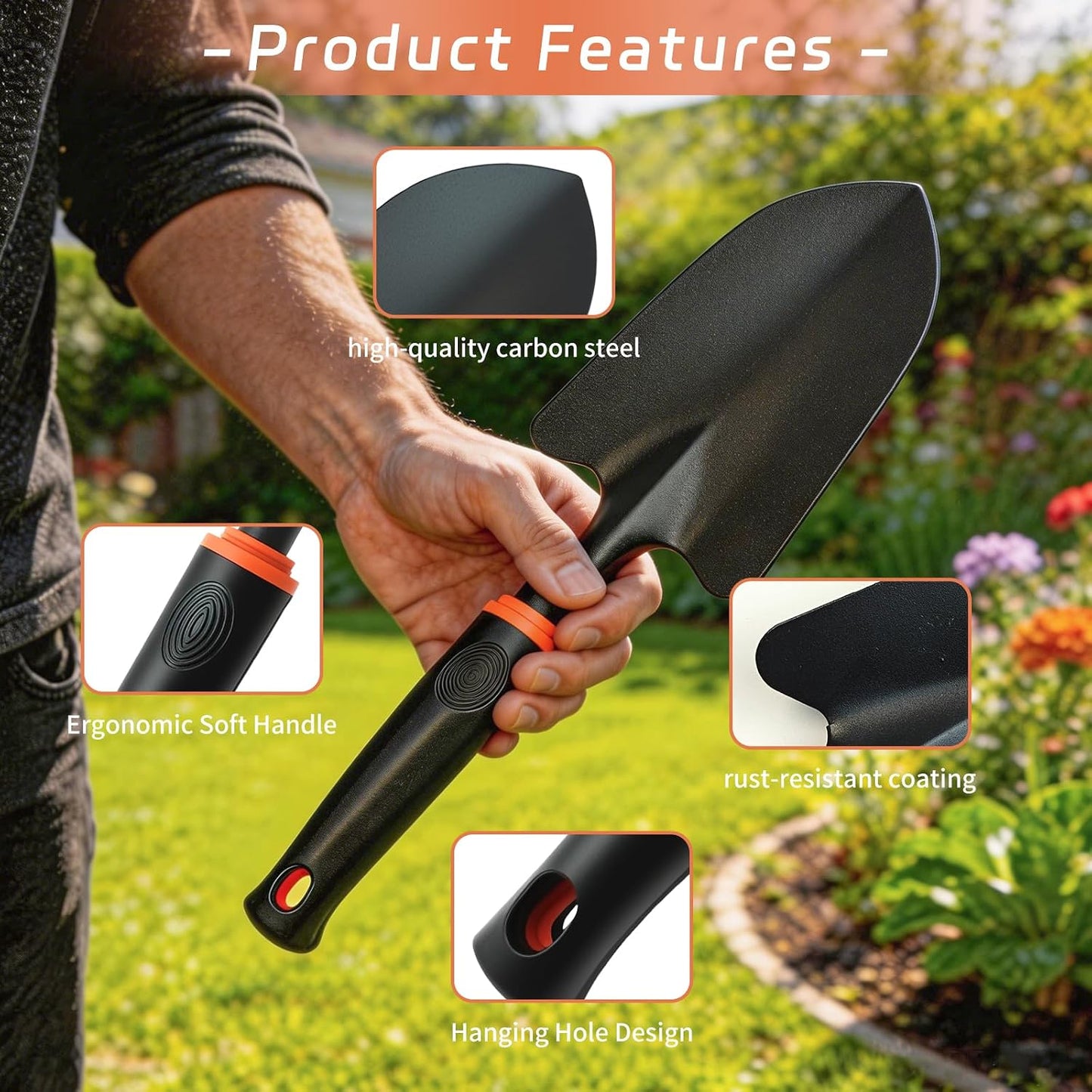 Hand Weed Puller Tool, Handy Forked Head Trowel Carbon Steel Shovel Weeder Puller Tool for Courtyards and Gardens