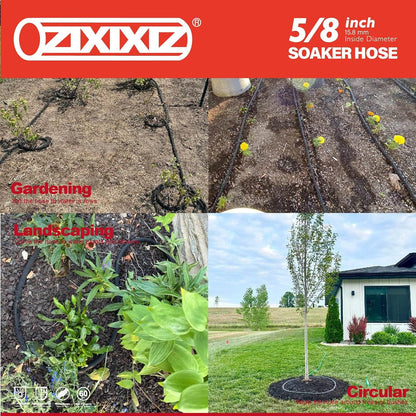 25FT 5/8-Inch Soaker Hose, Flexible with Solid Brass Connector, Leak-Resistant Watering System for Gardens & Vegetable Beds