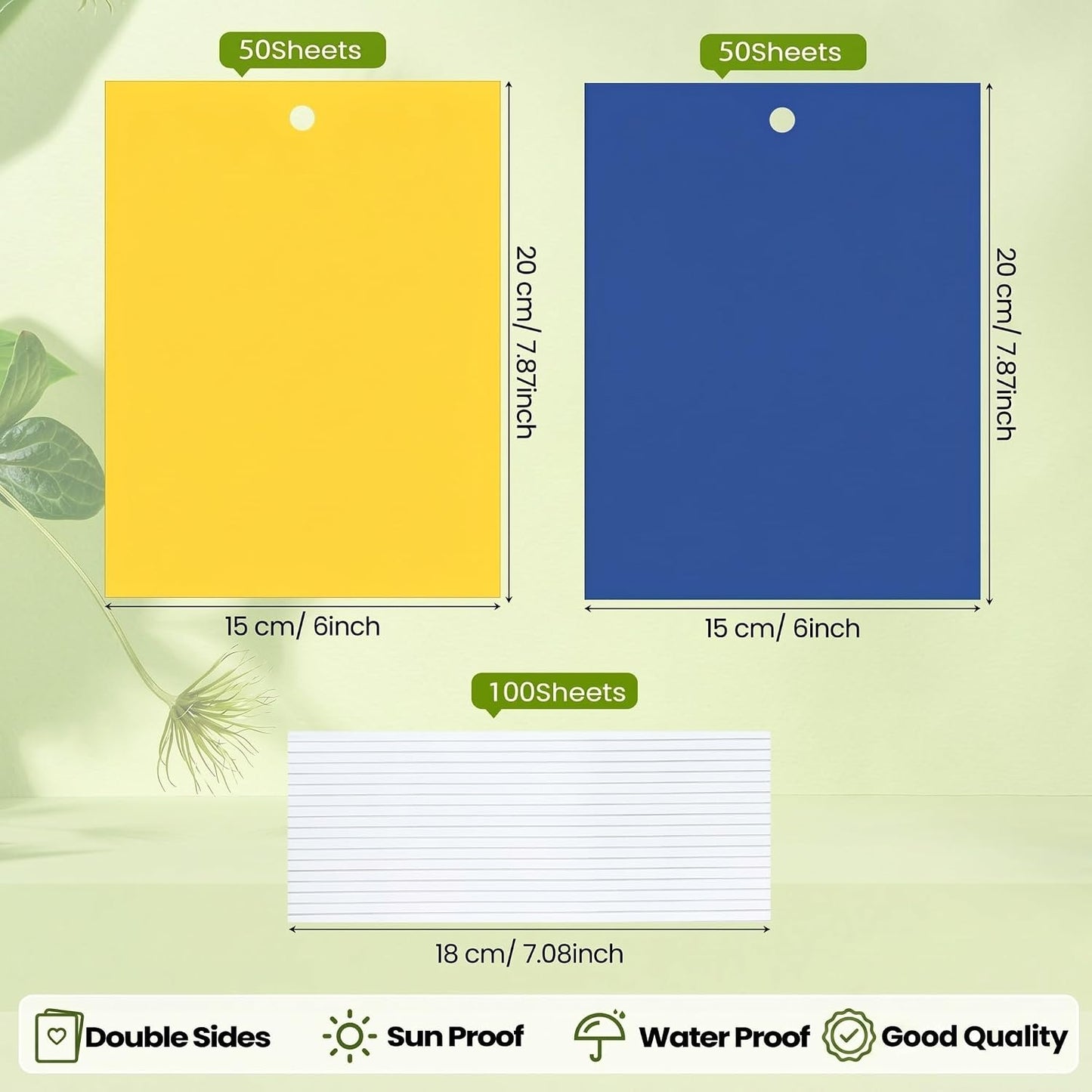 Qualirey 100 Pcs 6x8 Inch Blue Sticky Traps for Thrips