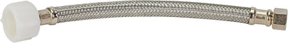 B1T12 Toilet Connector, Braided Stainless Steel - 3/8 Female Compression Thread x 7/8 Female Ballcock Thread, 12-Inch Length