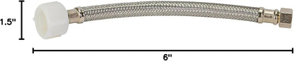 B1T12 Toilet Connector, Braided Stainless Steel - 3/8 Female Compression Thread x 7/8 Female Ballcock Thread, 12-Inch Length