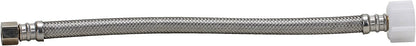 B1T12 Toilet Connector, Braided Stainless Steel - 3/8 Female Compression Thread x 7/8 Female Ballcock Thread, 12-Inch Length