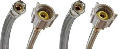 B1T12 Toilet Connector, Braided Stainless Steel - 3/8 Female Compression Thread x 7/8 Female Ballcock Thread, 12-Inch Length